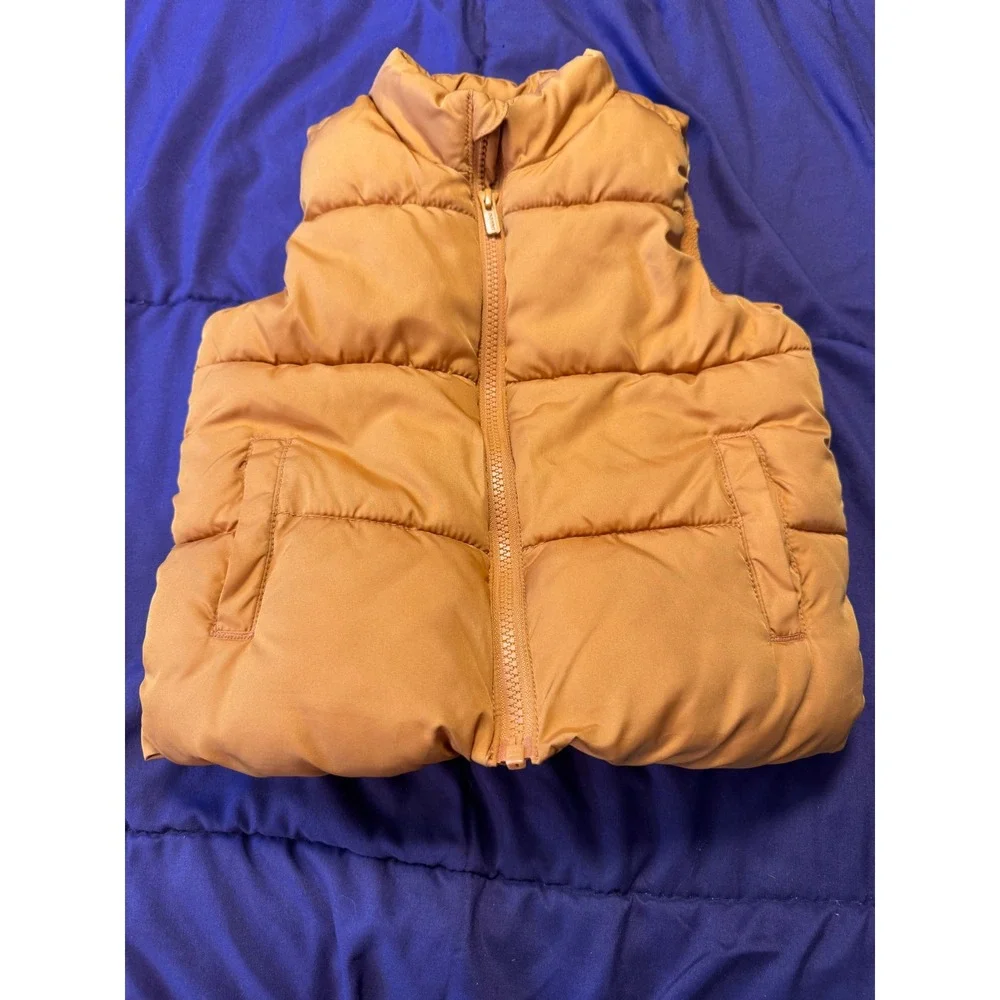 Old Navy Kids Water-Resistant Fleece-Lined Puffer Vest Mustard Orange 4T